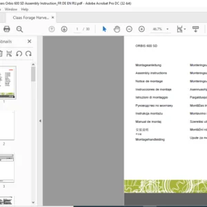 Claas Forage Harvesters Orbis 600 SD Assembly Instruction Manual FR_DE_EN_ES - PDF DOWNLOAD