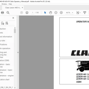 Claas Lexion 460 450 440 430 420 410 Cebis Operator's Manual - PDF DOWNLOAD