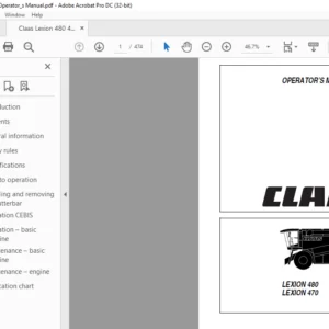 Claas Lexion 480 470 Operator's Manual - PDF DOWNLOAD