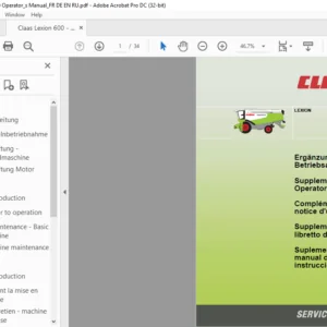 Claas Lexion Supplement to Operator's Manual DE_EN_FR_IT_ES - PDF DOWNLOAD