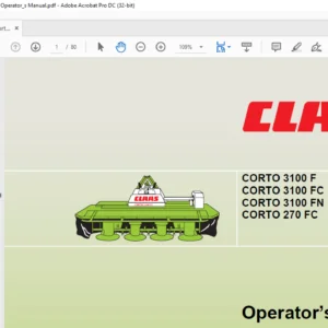 Claas Mowers Corto 3100F 3100FC 3100FN 270FC Operator's Manual - PDF DOWNLOAD