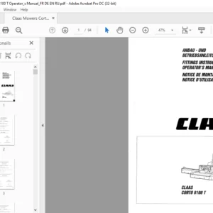Claas Mowers Corto 8100 T Fittings Instructions & Operator's Manual FR_DE_EN - PDF DOWNLOAD