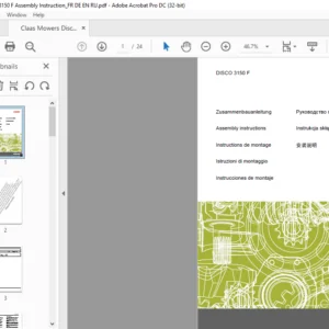 Claas Mowers Disco 3150 F Assembly Instruction Manual FR_DE_EN_RU - PDF DOWNLOAD