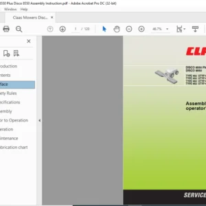 Claas Mowers Disco 8550 Plus Disco 8550 Assembly & Operator's Manual - PDF DOWNLOAD