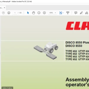 Claas Mowers Disco 8550 Plus Disco 8550 Assembly & Operator's Manual - PDF DOWNLOAD