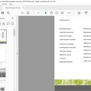 Claas ORBIS 600 SD Assembly Instruction Manual FR_DE_EN_IT - PDF DOWNLOAD