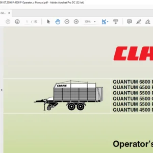 Claas Quantum 6800 P 6500 P 5500 P-18 P-16 5500 GT 5500 P 4500 P Operator's Manual - PDF DOWNLOAD