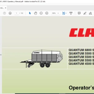 Claas Quantum 6800 S 5500 S-18 5500 S-16 5500 S 4500 S Operator's Manual - PDF DOWNLOAD
