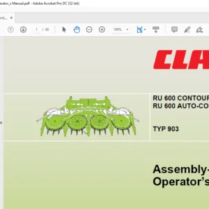 Claas RU 600 Contour RU 600 AUTO-Contour Assembly & Operator's Manual - PDF DOWNLOAD