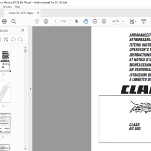 Claas RU 600 Fitting Instructions & Operator's Manual FR_DE_EN_NL_IT - PDF DOWNLOAD
