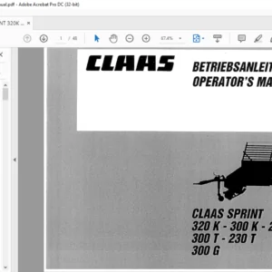 Claas Sprint 320K 300K 230 300T 230T 300G Operator's Manual - PDF DOWNLOAD