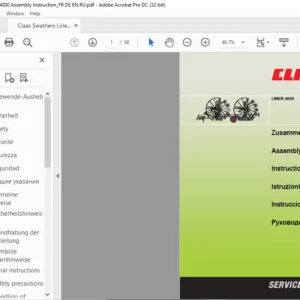 Claas Swathers Liner 4000 Assembly Instruction Manual FR_DE_EN_ES - PDF DOWNLOAD