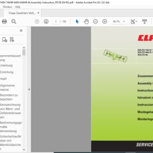 Claas Swathers Volto 740H 740HR 640H 640HR 64 Assembly Instruction Manual FR_DE_EN_IT