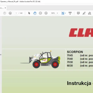 Claas Telehandlers Scorpion 7045 7040 7030 6030 Instrukcja eksploatacji - PDF DOWNLOAD ( Polish)