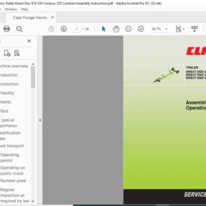 Claas Trailer Direct Disc 610 520 Contour 520 Comfort Assembly Instruction Manual - PDF DOWNLOAD