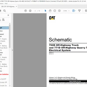 EN CAT Off-Highway Truck 769D Off-Highway Truck  and 771D Quarry Truck Electrical System Schematic Manual