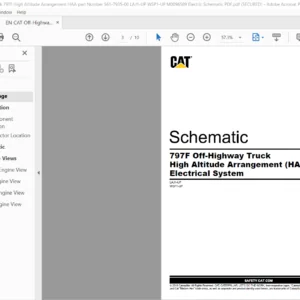 EN CAT Off-Highway Truck 797F Off-Highway Truck High Altitude Arrangement (HAA) Electrical System Schematic Manual