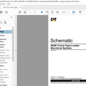 EN CAT Track-Type Tractor 953D Track Type Tractor Electrical System Schematic Manual - PDF DOWNLOAD