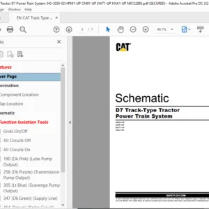 EN CAT Track Type Tractor D7 Track Type Tractor Power Train System Electrical System Schematic Manual - PDF DOWNLOAD