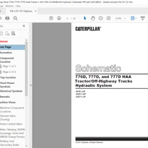 EN Cat Off-Highway Truck 776D 777D and 777D HAA Tractor/Off-Highway Trucks Hydraulic System Schematic Manual