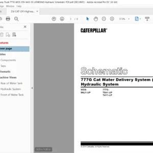 EN Cat Off-Highway Truck 777G Cat Water Delivery System (WDS) Hydraulic System Schematic Manual