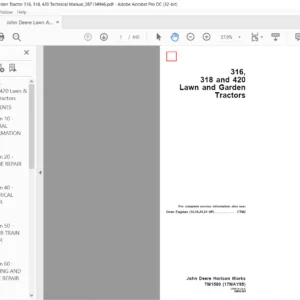John Deere 316 318 420 Lawn And Garden Tractor Technical Manual - PDF DOWNLOAD