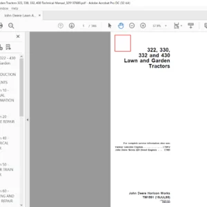 John Deere 322 330 332 430 Lawn and Garden Tractors Technical Manual  - PDF DOWNLOAD