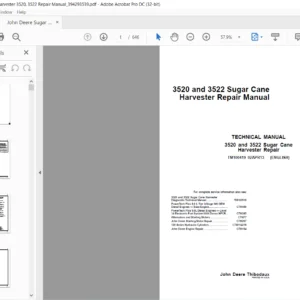 John Deere 3520 & 3522 Sugar Cane Harvester Repair Manual - PDF DOWNLOAD