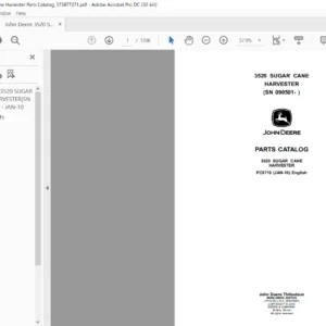 John Deere 3520 Sugar Cane Harvester Parts Catalog Manual - PDF DOWNLOAD