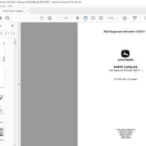 John Deere 3520 Sugarcane Harvester Parts Catalog Manual - PDF DOWNLOAD