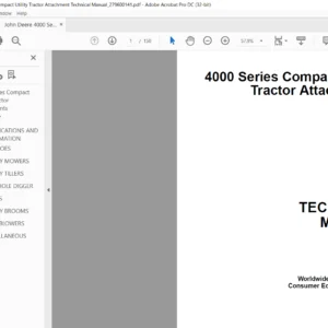 John Deere 4000 Series Compact Utility Tractor Attachment Technical Manual - PDF DOWNLOAD