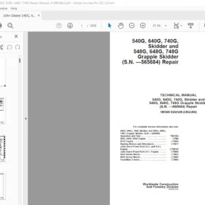 John Deere 540G 640G 740G 548G 648G 748G Repair Manual  - PDF DOWNLOAD