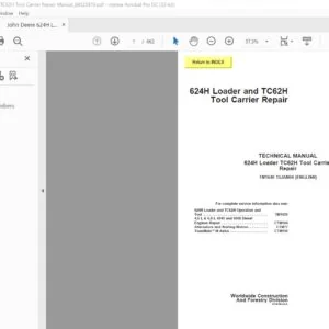 John Deere 624H Loader TC62H Tool Carrier Repair Manual - PDF DOWNLOAD