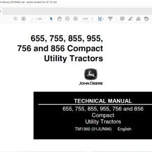 John Deere 655 755 855 955 756 856 Compact Utility Tractors Technical Manual - PDF DOWNLOAD