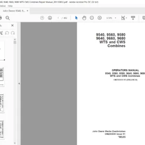 John Deere 9540 9560 9580 9640 9660 9680 WTS CWS Combines Repair Manual 201130812 - PDF DOWNLOAD