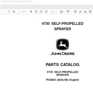 John Deere Agriculture 4730 Self-Propelled Sprayer Parts Catalog Manual - PDF DOWNLOAD