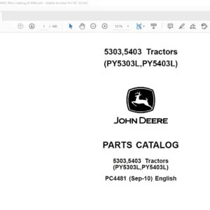 John Deere Agriculture 5303 5403 Tractors(PY5303L,PY5403L) Parts Catalog Manual - PDF DOWNLOAD
