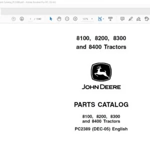 John Deere Agriculture 8100 8200 8300 8400 Tractors Parts Catalog Manual - PDF DOWNLOAD