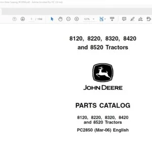 John Deere Agriculture 8120 8220 8320 8420 8520 Tractors Parts Catalog Manual - PDF DOWNLOAD