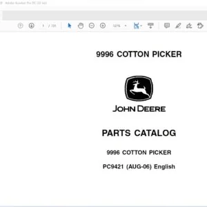 John Deere Agriculture 9996 Cotton Picker Parts Catalog Manual - PDF DOWNLOAD