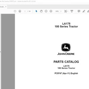 John Deere Agriculture LA175 100 Series Tractor Part Catalog Manual PC9747 (Apr-11)
