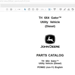 John Deere Agriculture TH 6X4 Gator Utility Vehicle(Diesel) Part Catalog Manual PC9602 (Jun-11)