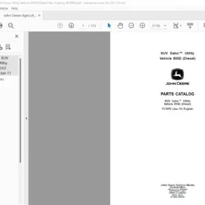 John Deere Agriculture XUV Gator Utility Vehicle 855D(Diesel) Part Catalog Manual