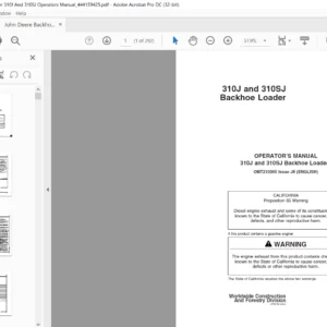 John Deere Backhoe Loader 310J &310SJ Operators Manual - PDF DOWNLOAD