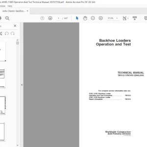 John Deere Backhoe Loader 410D 510D Operation &Test Technical Manual - PDF DOWNLOAD