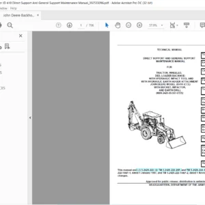 John Deere Backhoe Loader JD410 Direct Support & General Support Maintenance Manual - PDF DOWNLOAD