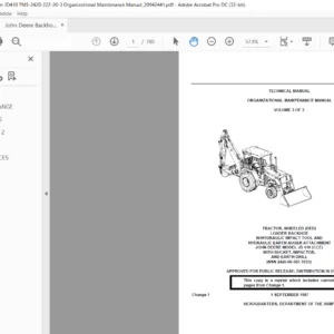 John Deere Backhoe Loader JD410 Organizational Maintenance Manual Vol 3 - PDF DOWNLOAD