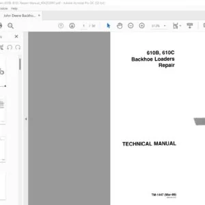 John Deere Backhoe Loaders 610B 610C Repair Manual (Mar-89)- PDF DOWNLOAD