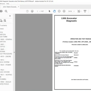 John Deere Excavator 130G Diagnostic Operation And Test Manual - PDF DOWNLOAD