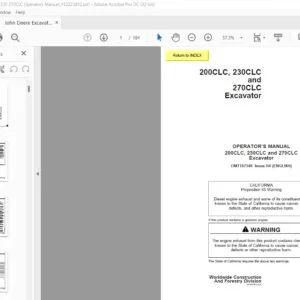 John Deere Excavator 200CLC 230CLC and 270CLC Operator’s Manual - PDF DOWNLOAD